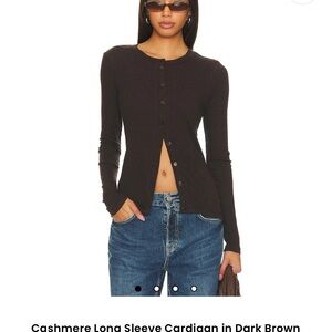 Women's Dark Brown Cashmere Long Sleeve Cardigan